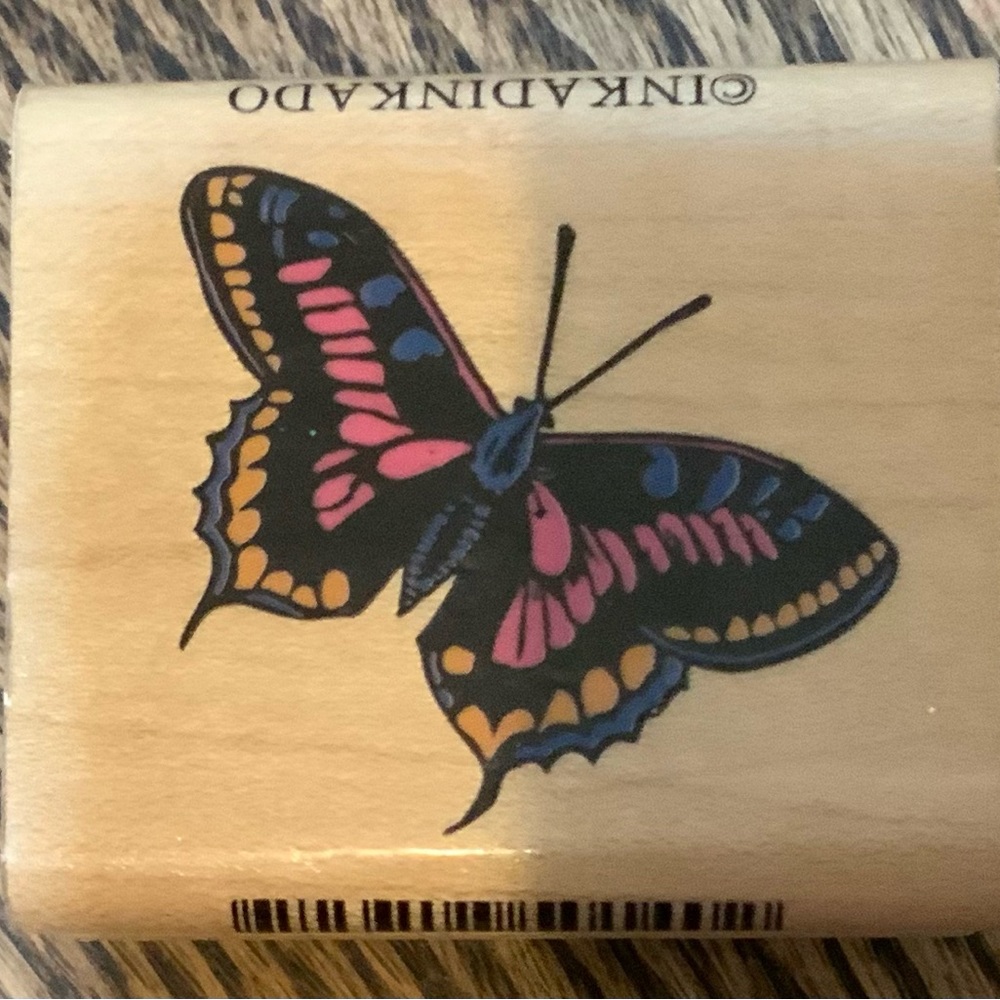 Butterfly wood mounted rubber stamp